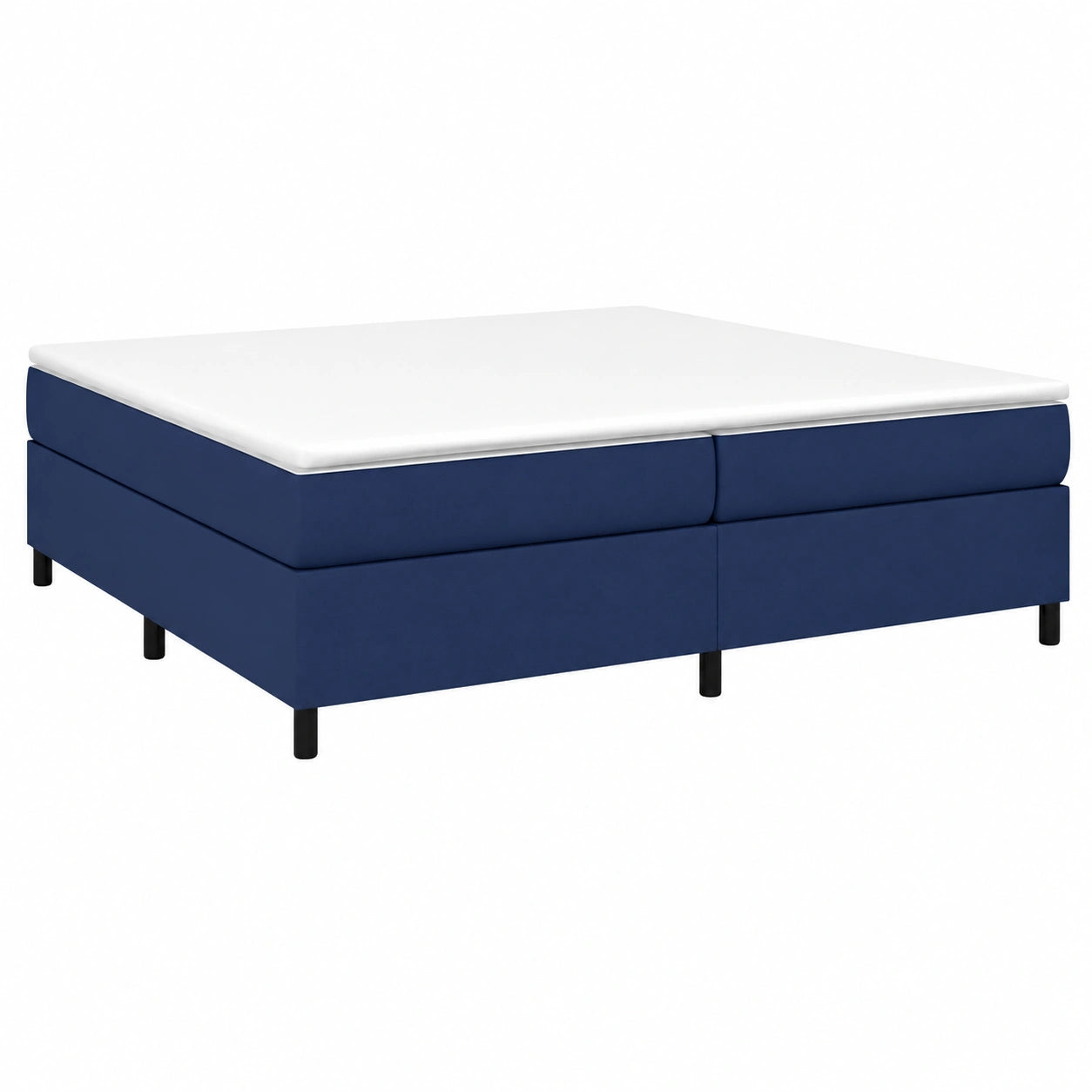Cama Tapizada 200x200 cm con Somier de Listones, Tela Gris Taupe Azul