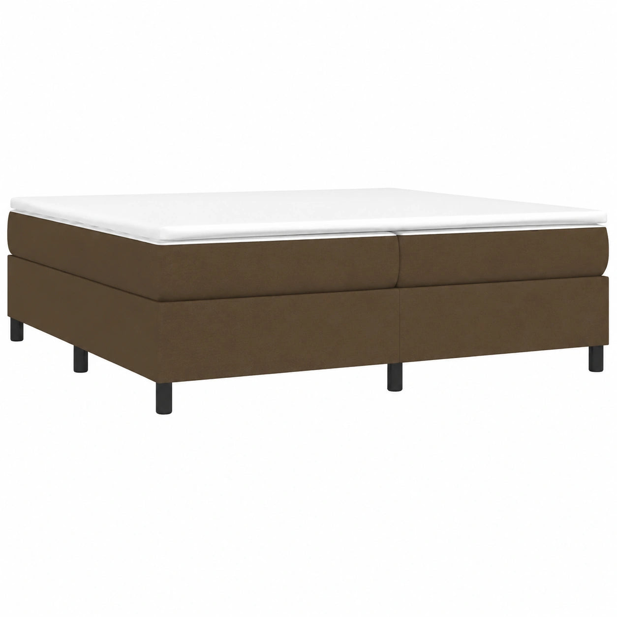 Cama Tapizada con Somier de Listones 200x200 cm, Tela Marrón Oscuro, para Dormitorio