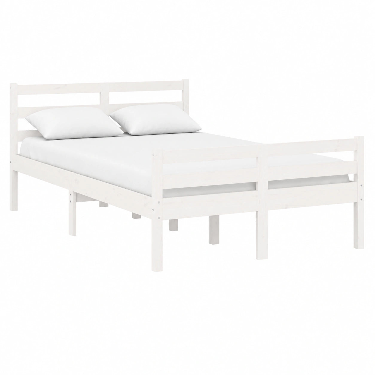 Cama Matrimonial de Madera Maciza Blanca 150x200 cm para Dormitorio
