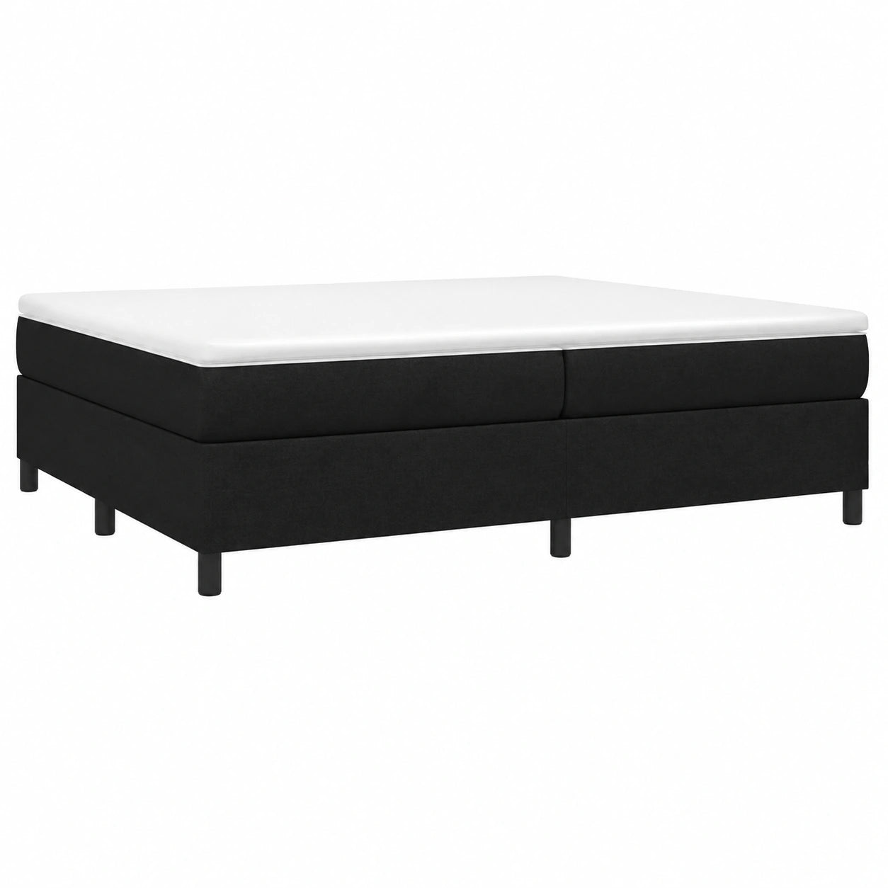 Cama Tapizada 200x200 cm, Estructura con Somier, Tela Gris Claro