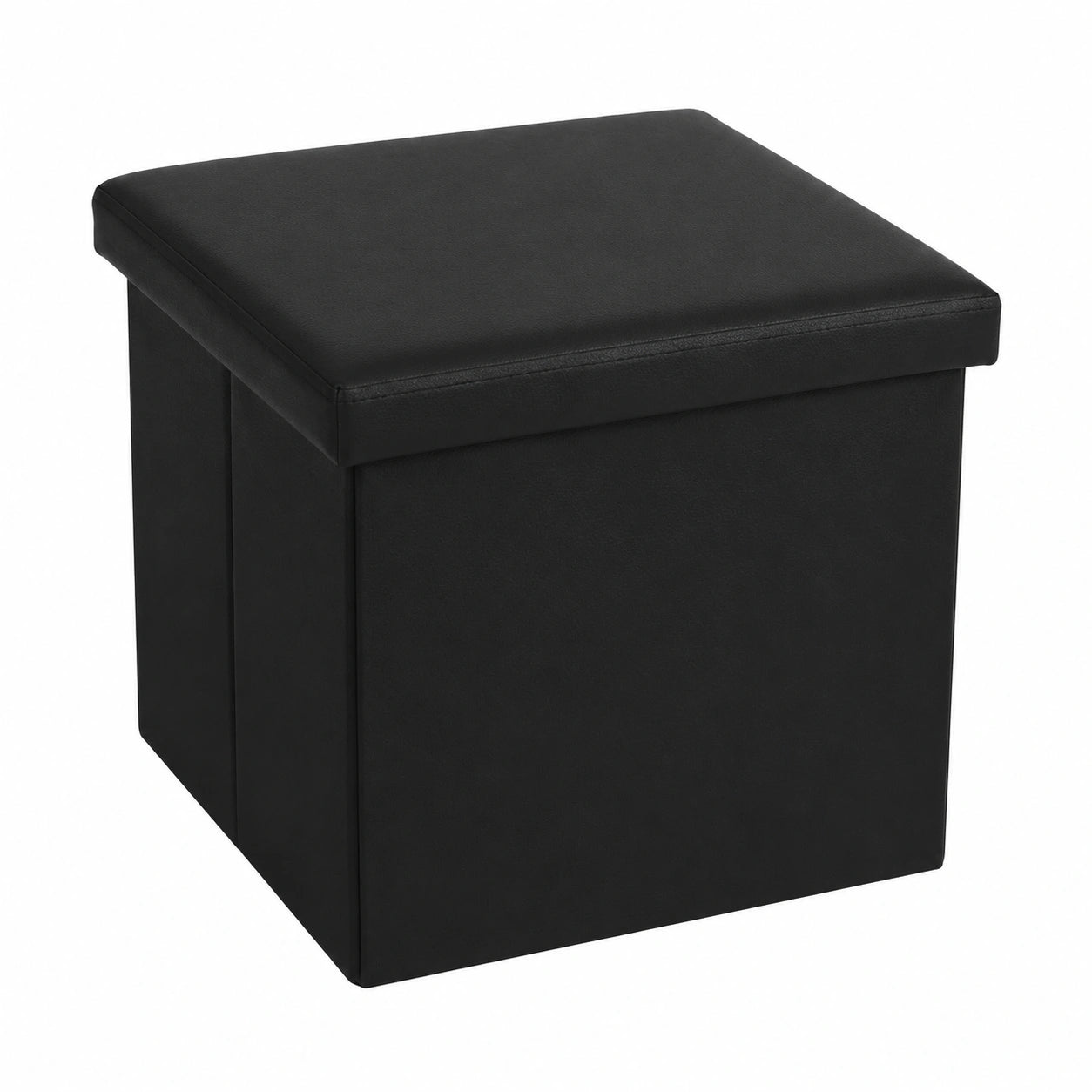 Taburete Plegable 38x38 cm de Almacenamiento en PVC Negro