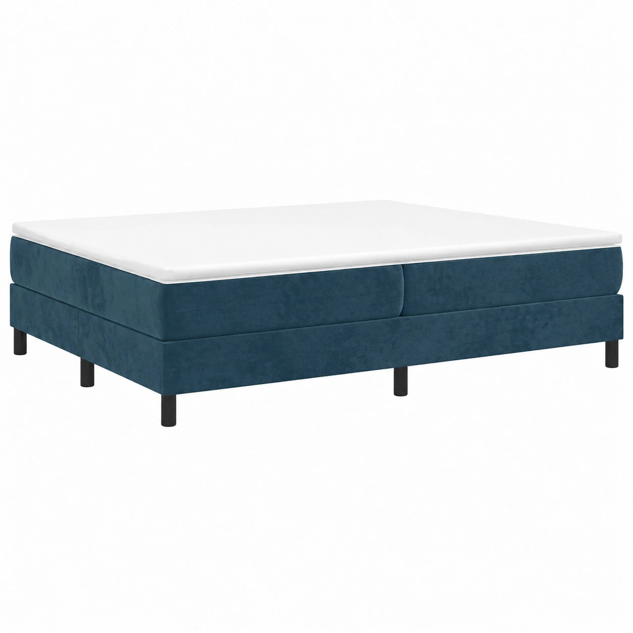 Cama Tapizada de Terciopelo Azul 200x200 cm con Somier de Listones