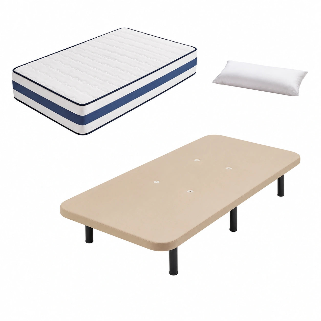 Base Tapizada con Colchón Viscoelástico y Almohada de Fibra 105x200 cm