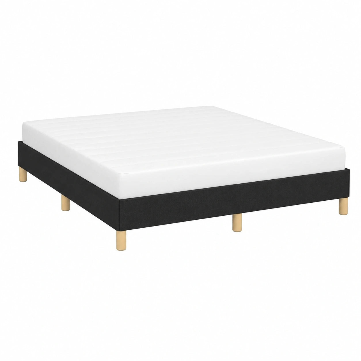 Cama Matrimonial Tapizada con Somier de Tela Negra 140x200 cm para Dormitorio