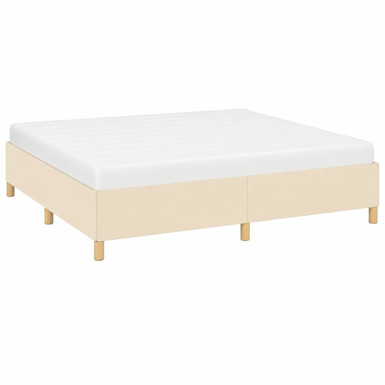 Cama Matrimonial Tapizada en Tela Crema con Somier 180x200 cm