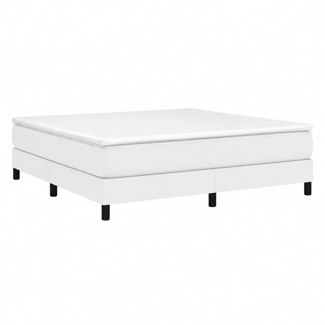 Cama Tapizada de Matrimonio, 180x200 cm, Cuero Sintético Blanco