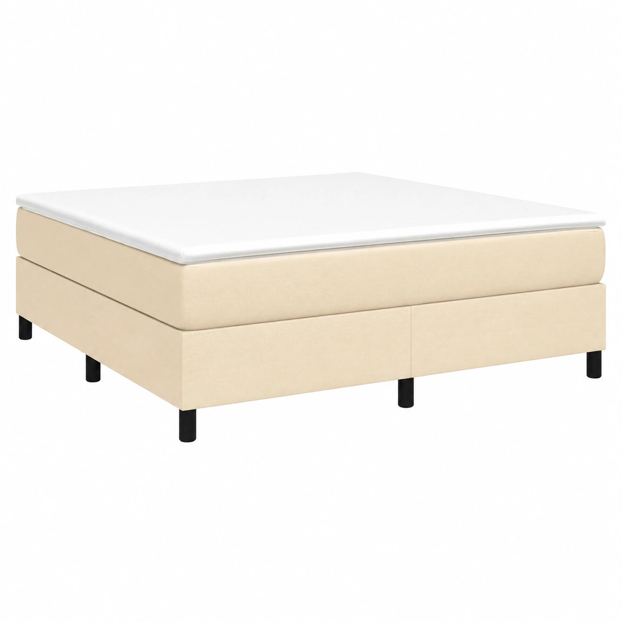 Cama de Matrimonio Tapizada 180x200 cm en Tela Crema con Somier de Listones