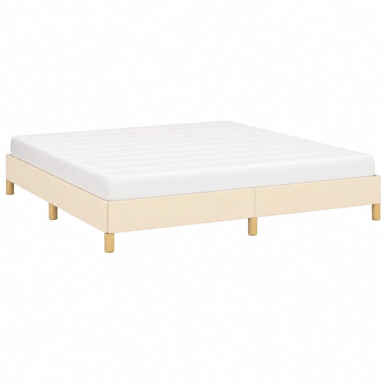 Cama Matrimonial Tapizada de Tela Crema 180x200 cm para Dormitorio