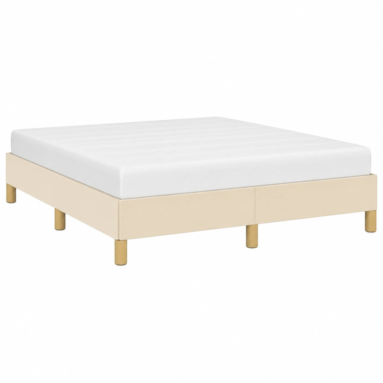 Cama Matrimonial Tapizada en Crema 140x200 cm para Dormitorio