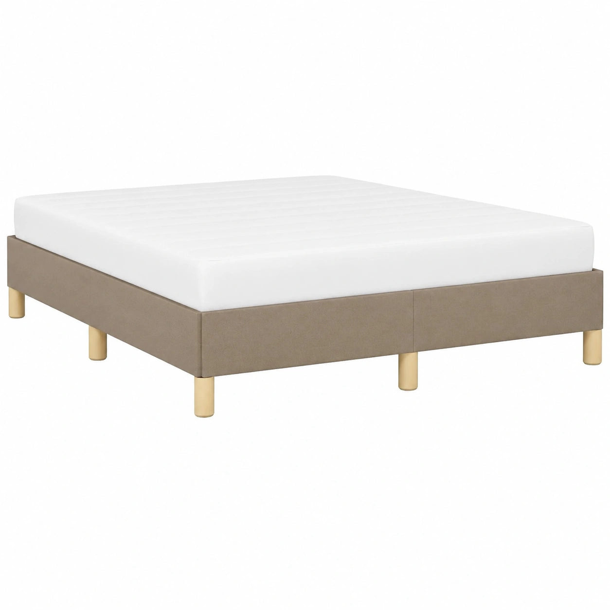 Cama Matrimonial Tapizada de Tela Gris Taupe 160x200 cm para Dormitorio
