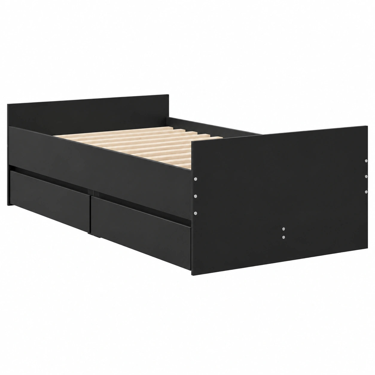 Cama con Almacenaje y Somier, Estructura Negra 75x190 cm