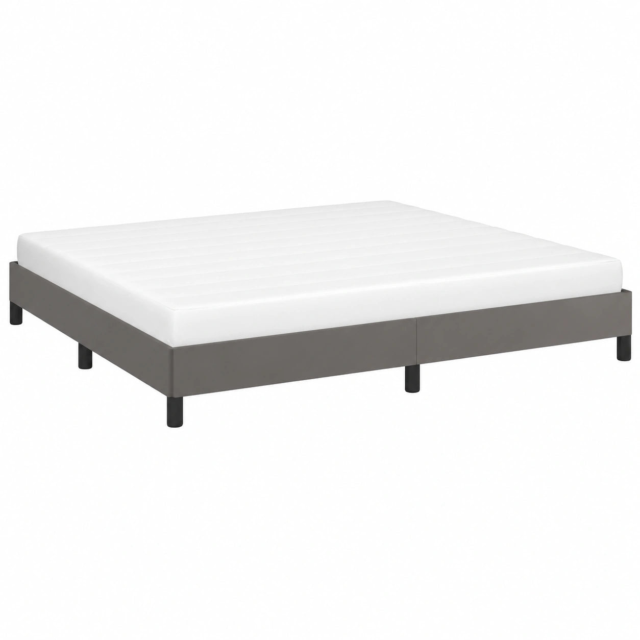 Cama Tapizada de Cuero Sintético Gris 160x200 cm para Dormitorio