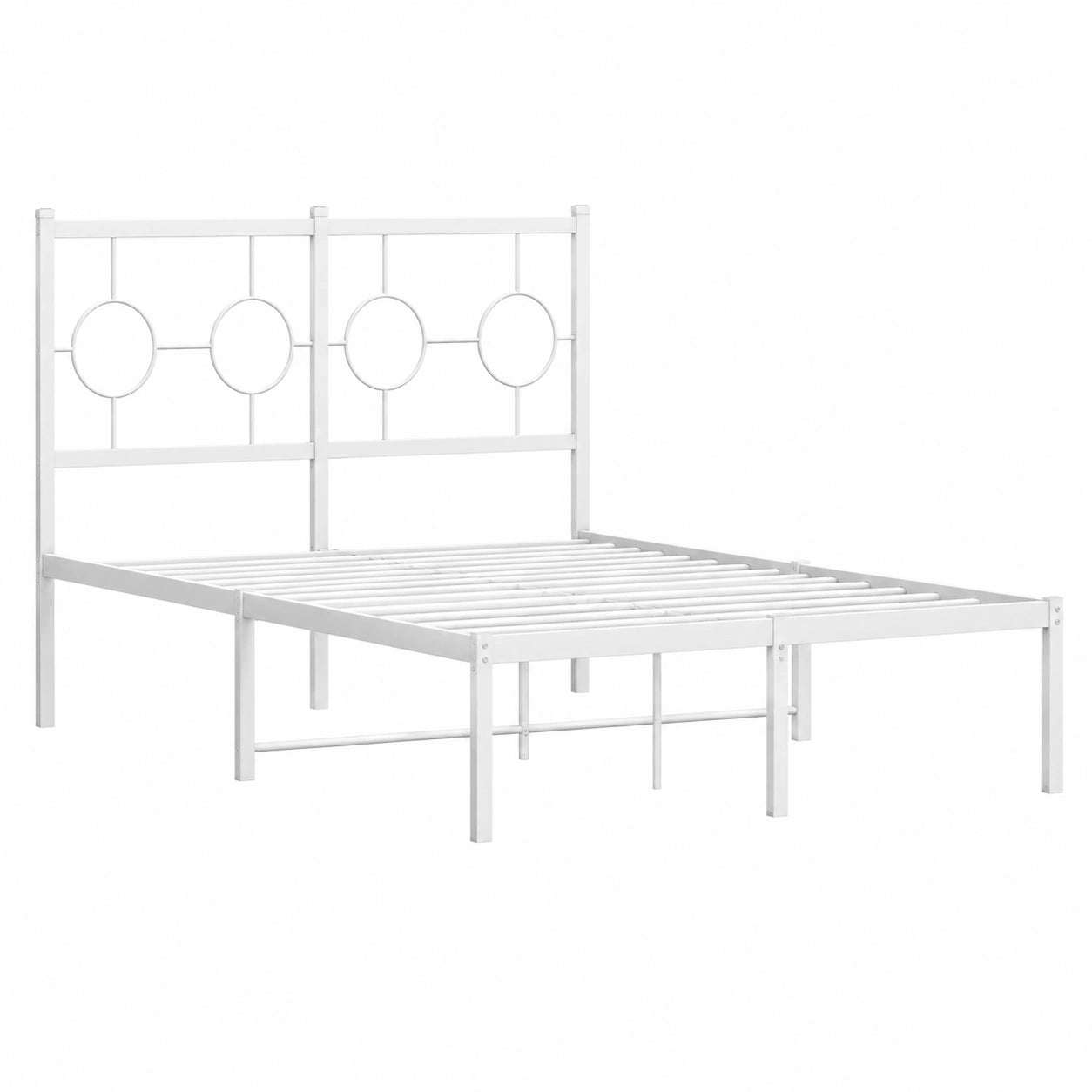 Cama de Metal Blanca con Cabecero 120x200 cm para Dormitorio