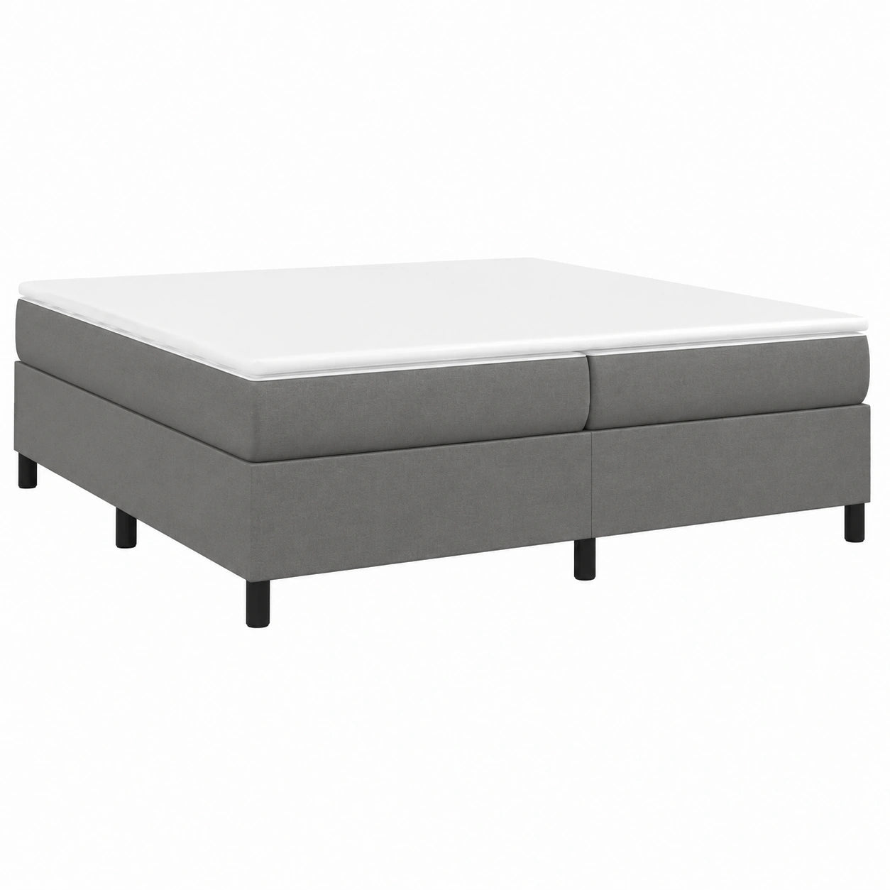 Cama Tapizada con Somier de Listones, Estructura Matrimonial de Tela Gris Oscuro 200x200 cm