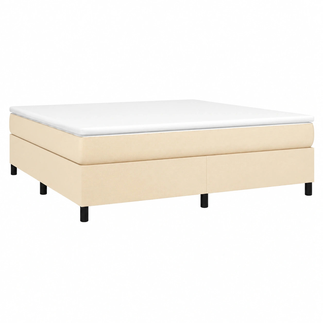 Cama Tapizada en Tela Crema 160x200 cm con Somier de Listones