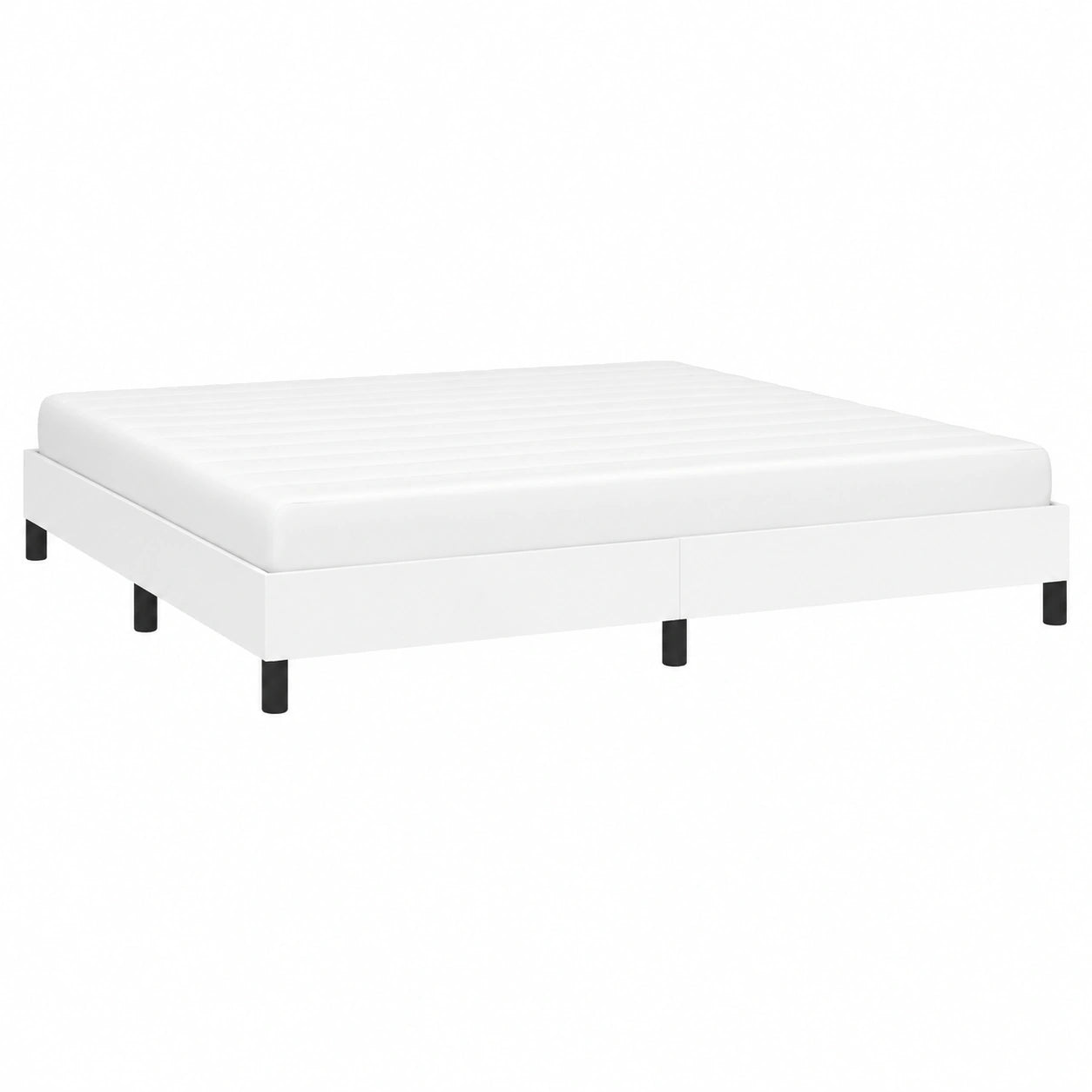 Cama Tapizada de Cuero Sintético Blanco 200x200 cm para Dormitorio