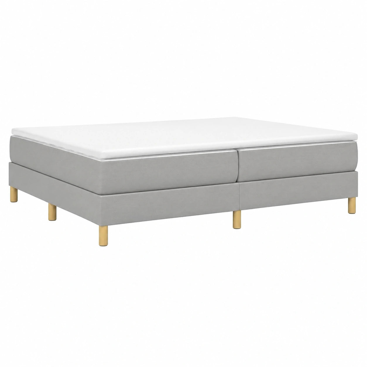 Cama Tapizada Doble de Tela Gris Claro 200x200 cm para Dormitorio
