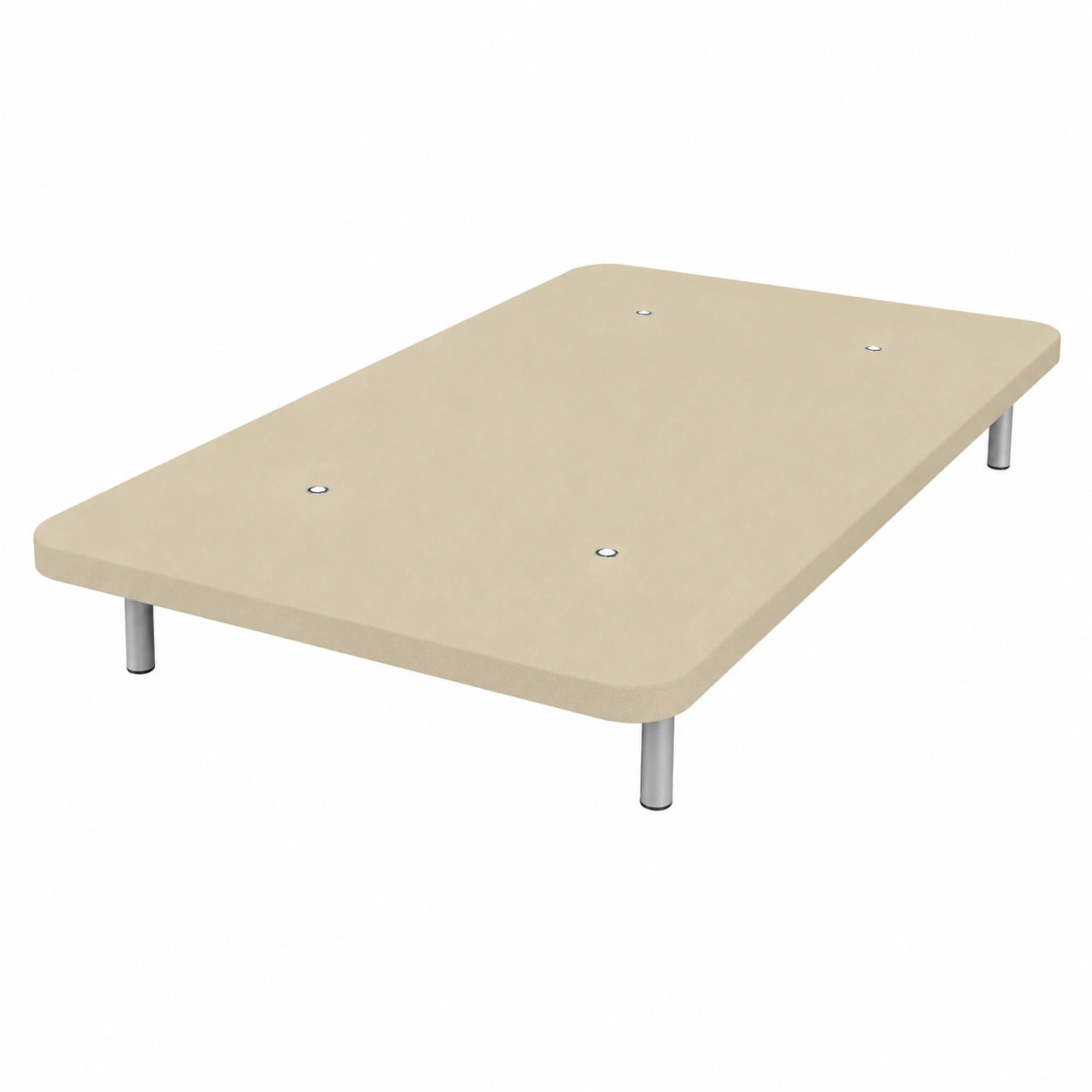 Base de Cama Reforzada Homey con Barras y Patas Metálicas, 135 x 190 cm, Beige