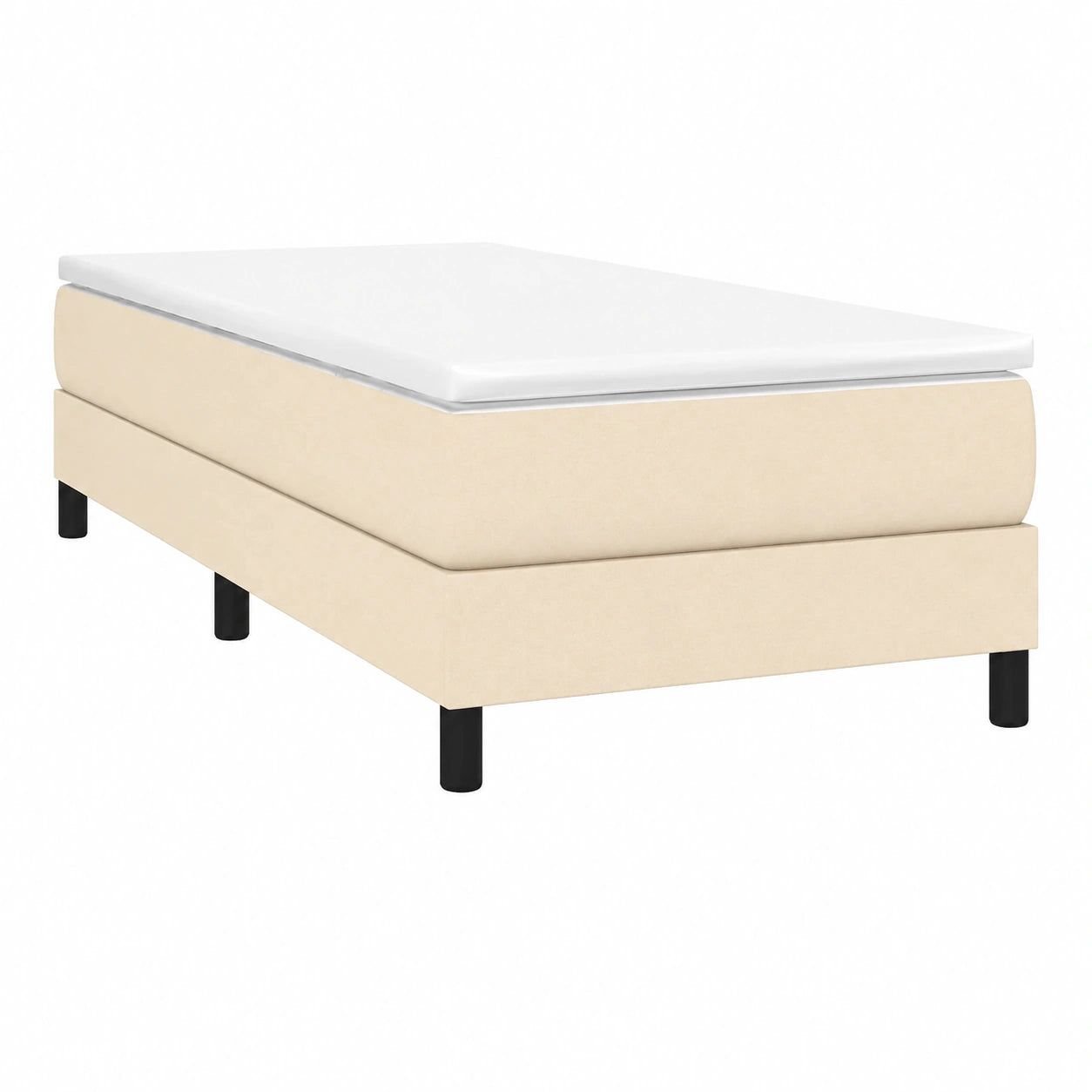 Cama Individual Tapizada en Tela Crema 90x190 cm con Somier