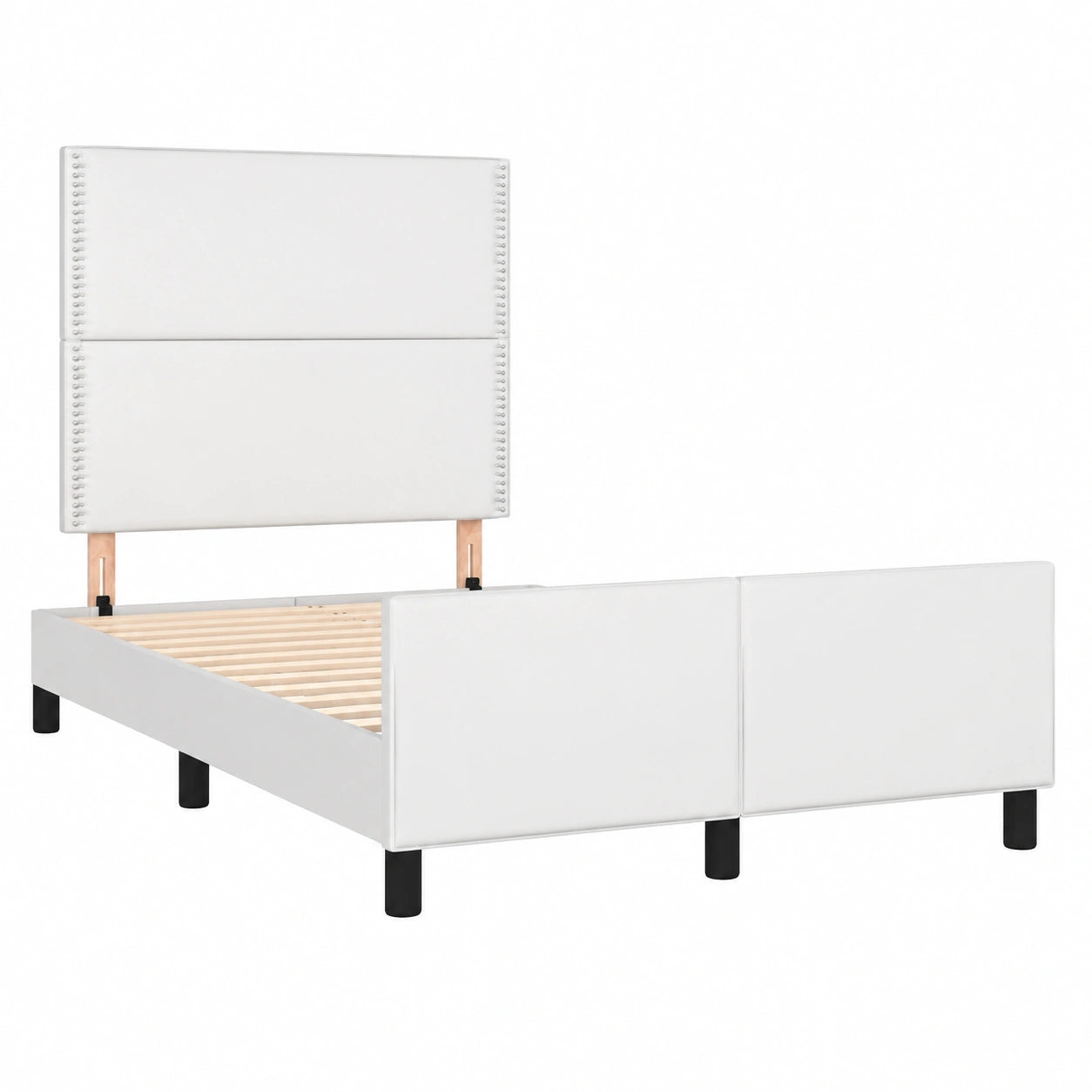 Cama con Cabecero de Cuero Sintético Blanco 120x190 cm, vidaXL