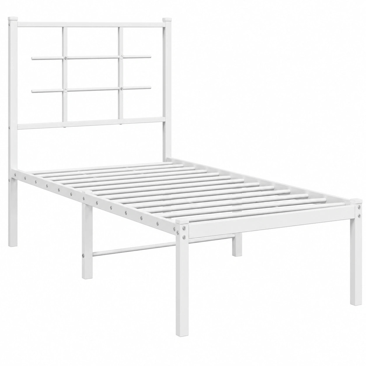 Estructura de Cama Individual con Cabecero de Metal Blanco 75x190 cm