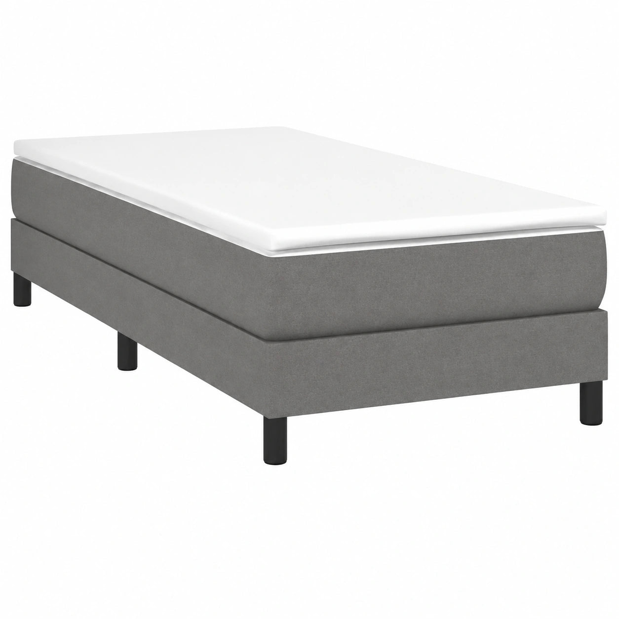 Cama Tapizada en Tela Gris Oscuro con Somier de Listones 80x200 cm
