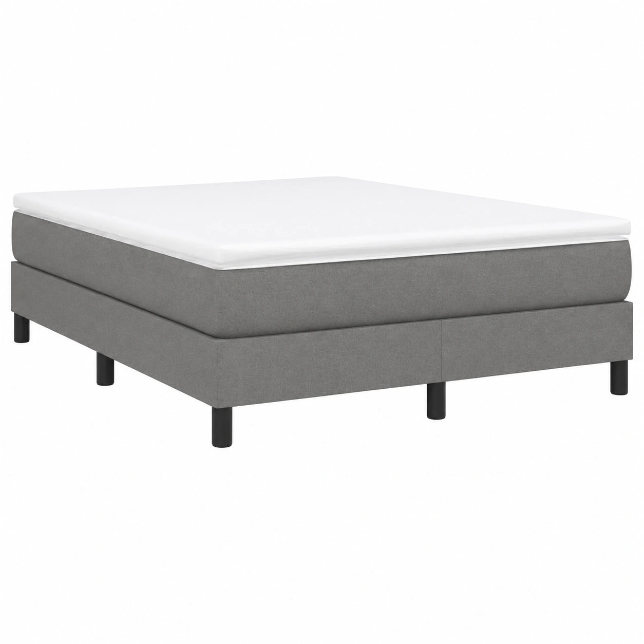 Cama Tapizada con Somier de Listones 140x190 cm, Tela Gris Oscuro para Dormitorio