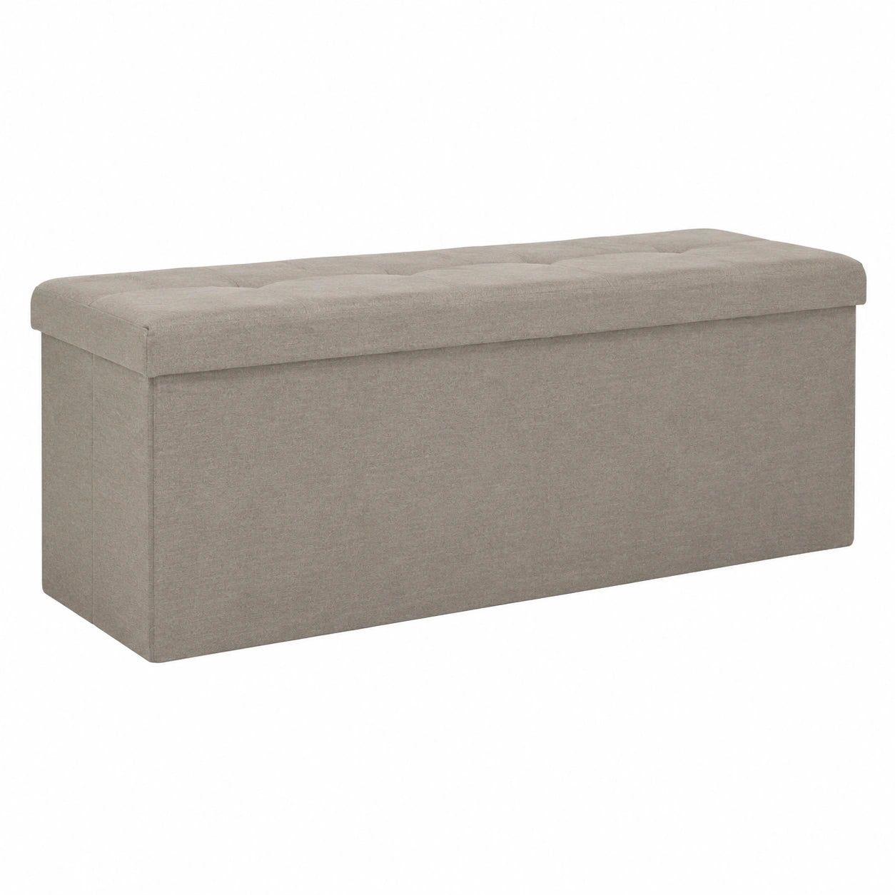 Banco Plegable con Almacenamiento de Lino Sintético en Gris Taupe