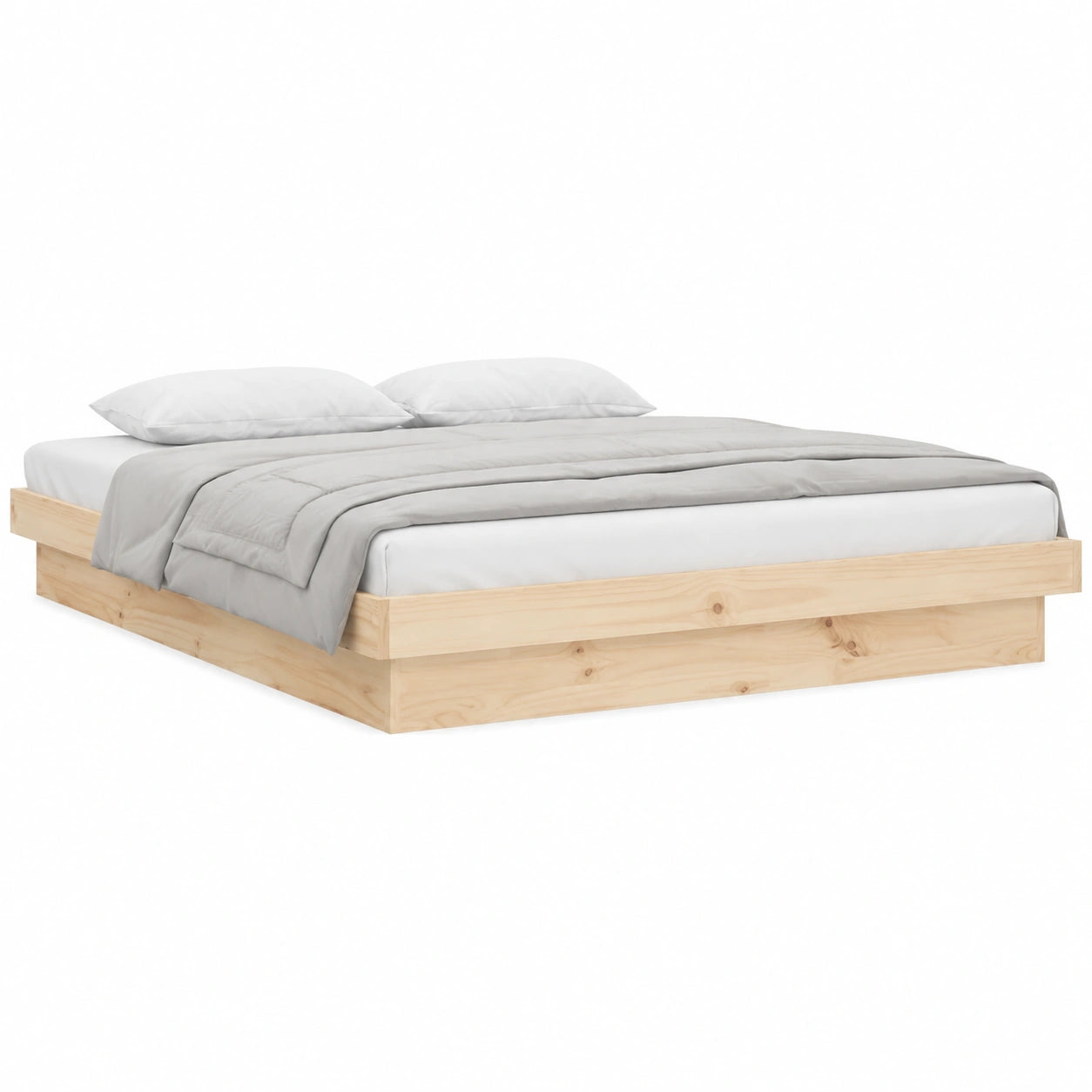 Cama de Madera Maciza con LED 140x190 cm para Dormitorio