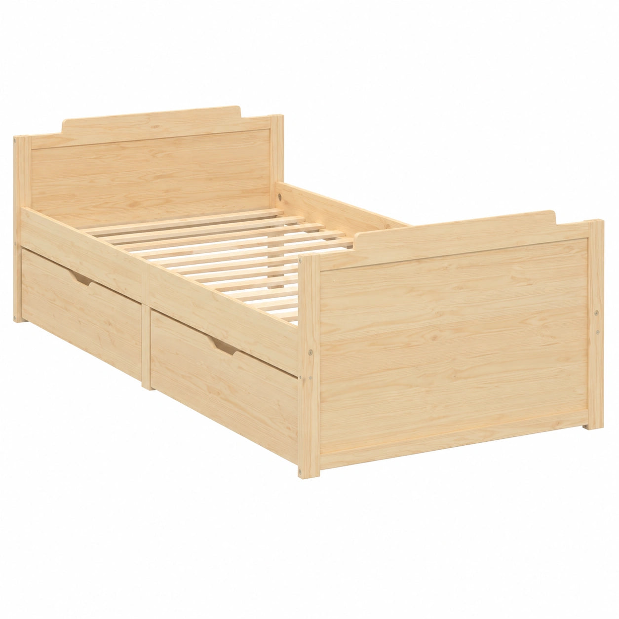 Cama de Madera de Pino con Cajones 90x200 cm para Dormitorio