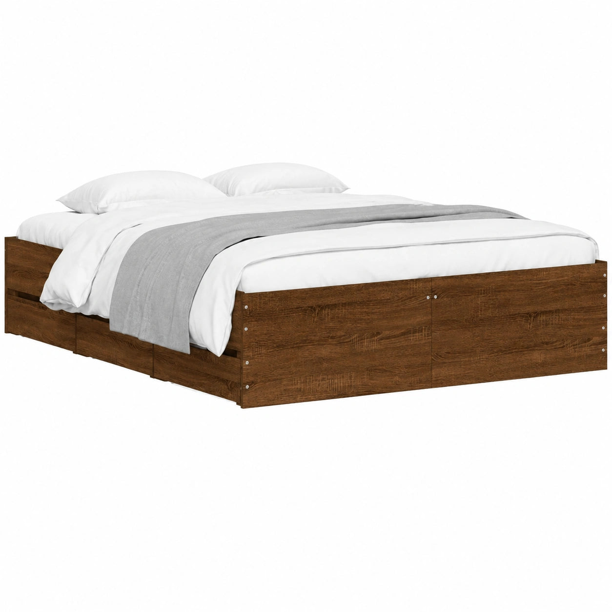 Cama de Madera con Almacenamiento 150x200 cm Roble Marrón