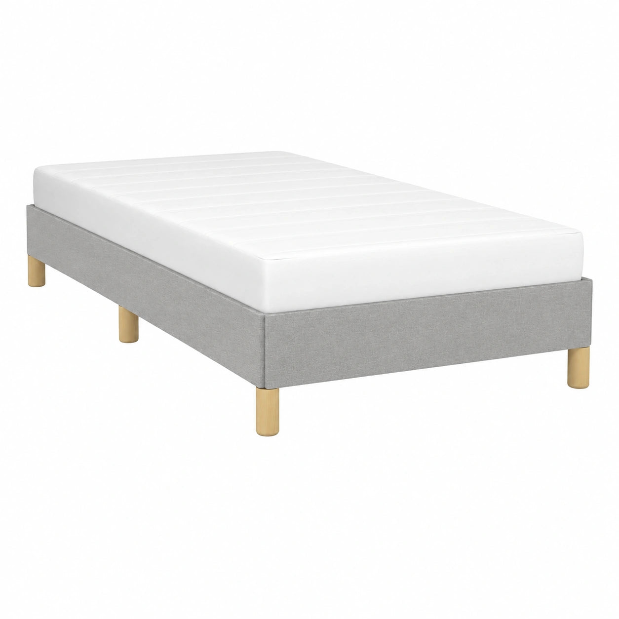 Cama Individual Tapizada 90x200 cm en Tela Gris Claro para Dormitorio