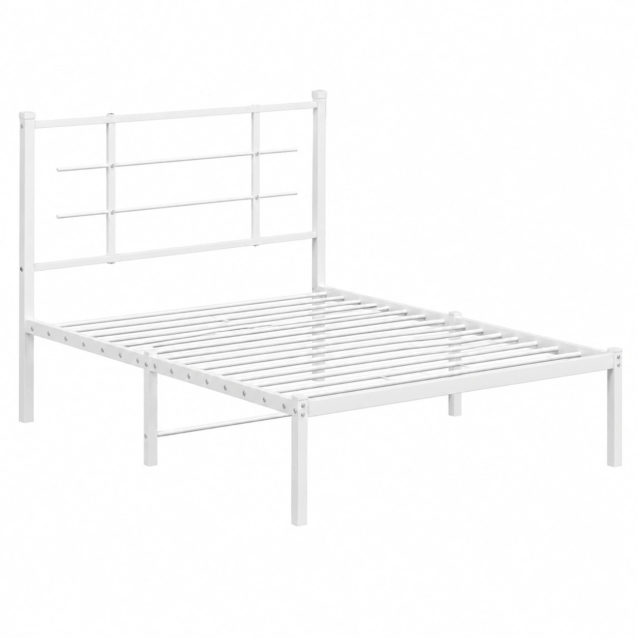 Cama de Metal Blanca con Cabecero 100x190 cm para Dormitorio