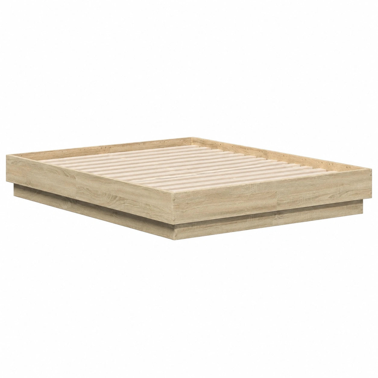 Cama de Madera de Roble Sonoma 140x190 cm con Somier para Dormitorio