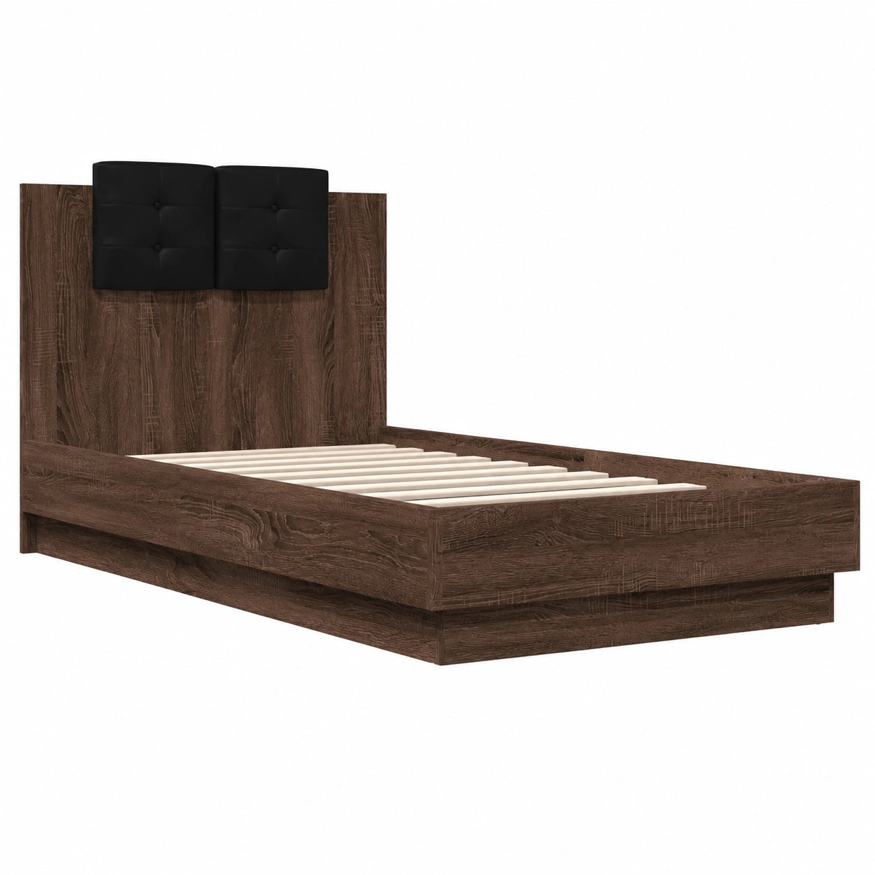 Cama de Roble Marrón con Cabecero y Luces LED 100x200 cm - vidaXL