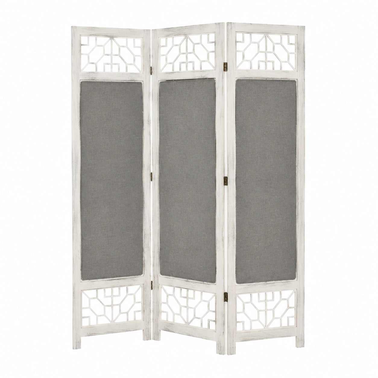 Separador de Ambiente de Tela Gris de 3 Paneles, 105 x 165 cm