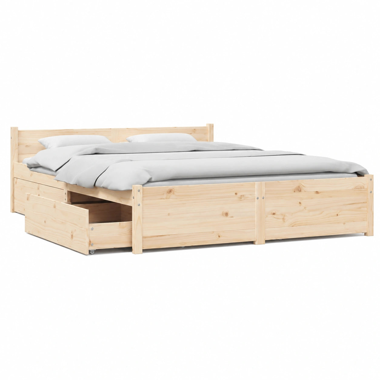 Cama Matrimonial con Cajones y Somier para Dormitorio - Muebles de Hogar 150x200 cm