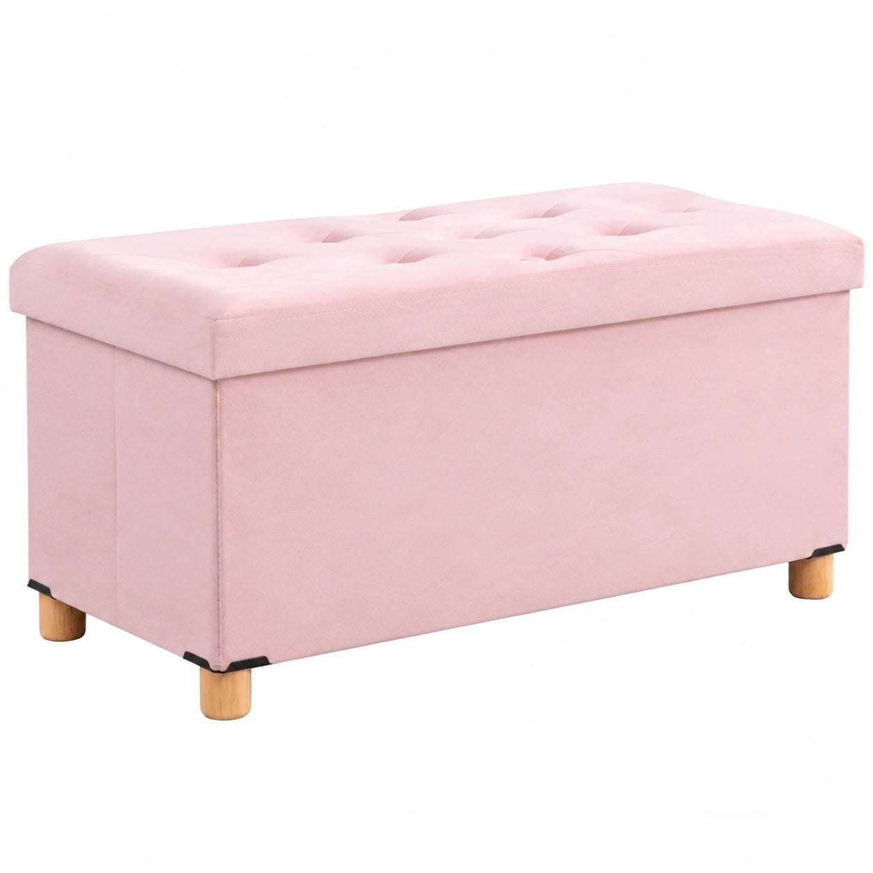 Banco de Almacenaje de Terciopelo Rosa con Tapa, Ideal para Dormitorio y Sala