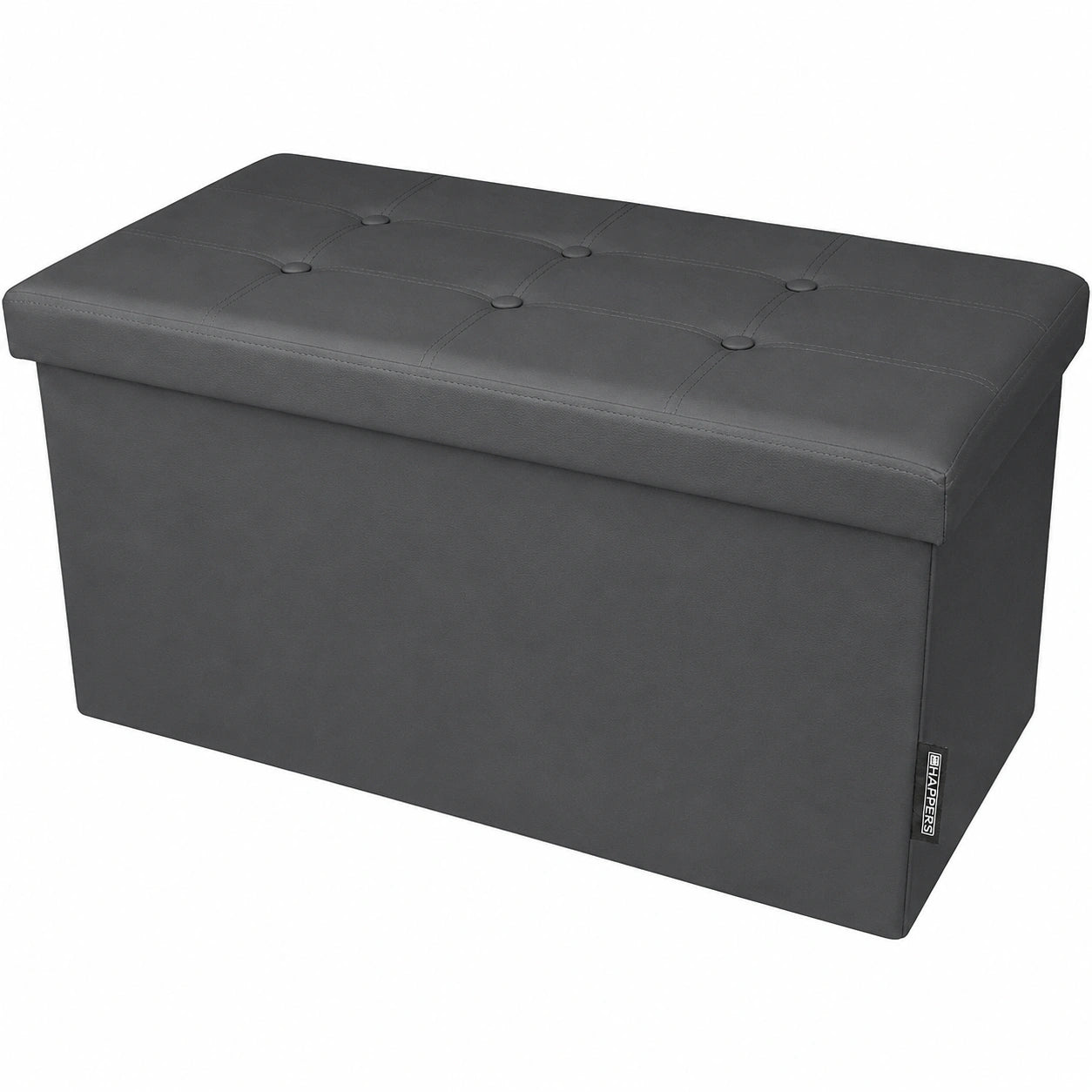 Taburete Plegable con Almacenaje 150L, 76x38 cm, Acolchado en Gris Happers