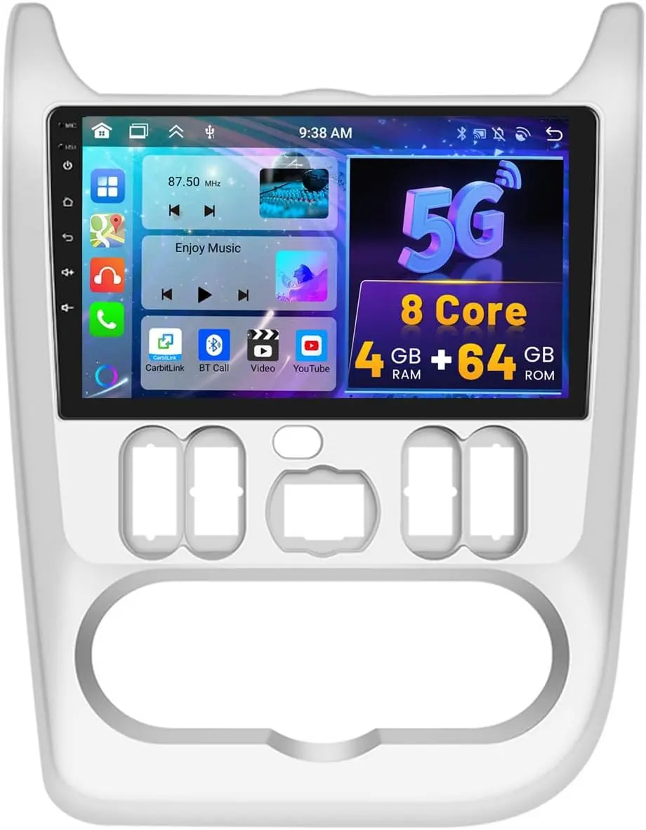 8 Core 4G+64G Hikity Android 15 Radio de Coche para Renault Logan 1 Sandero 2009-2015 con Carplay Android Auto